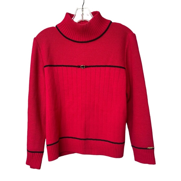 St John red Bow Mock Turtleneck Size M - Picture 10 of 15